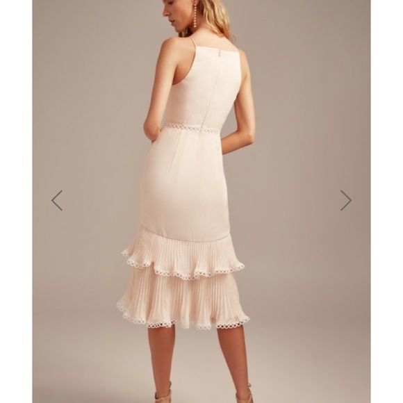 TOO CLOSE NUDE RUFFLED MIDI DRESS. - Picture 7 of 12